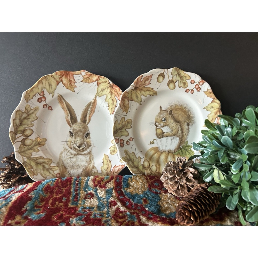 2 Pier 1 Imports Mazey the Squirell Dessert/Salad Plate 8.5" Excellent Condition